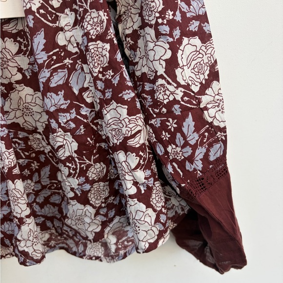 Anthropologie Rafia Blouse by Cleobella NWT Cranberry Floral - Picture 2 of 6